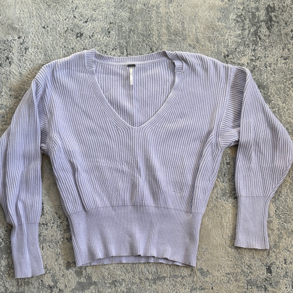 Free People Light Purple Ribbed Knit Top